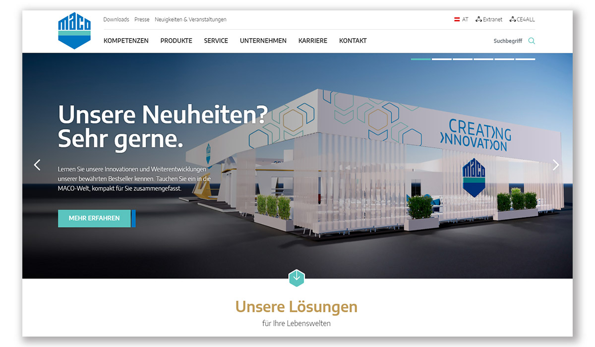 Screenshot der Website mit Link zur Seite