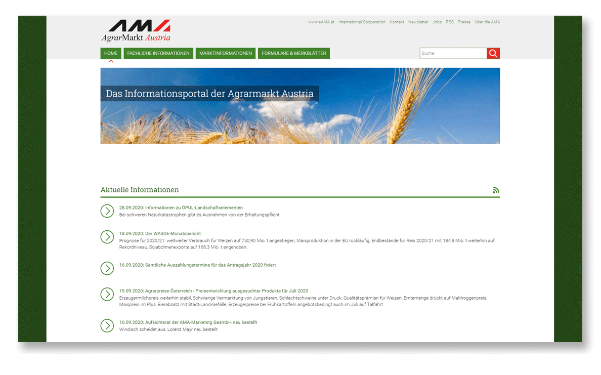 Screenshot der Website mit Link zur Seite